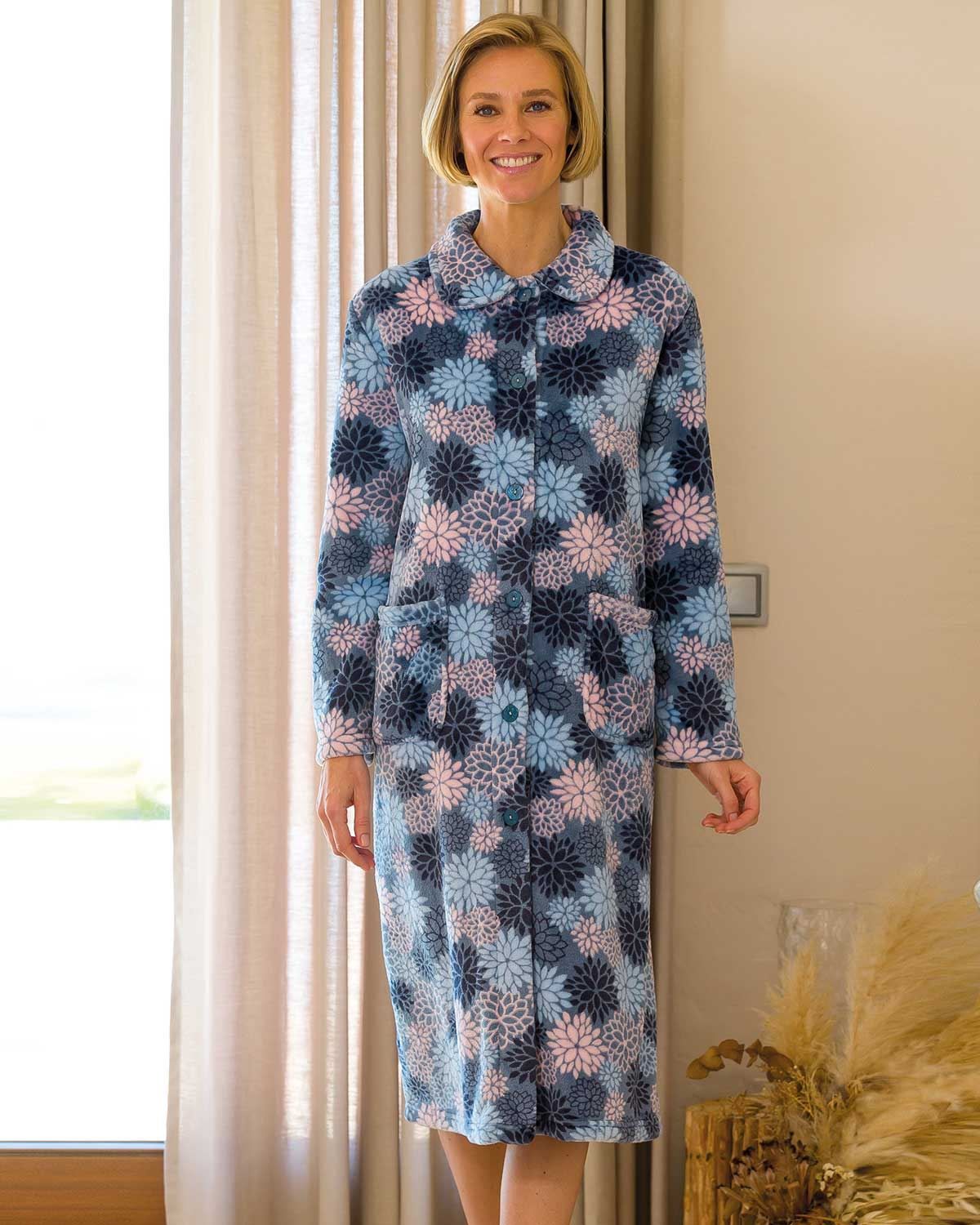 Ladies long button deals through dressing gowns